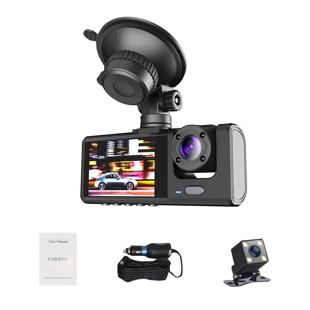 Caméra DVR voiture iCreative 3 objectifs Full HD 1080P avec écran IPS 2"