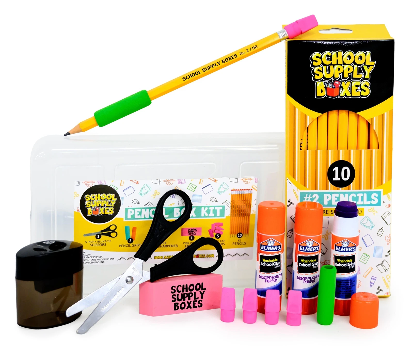 Kit de fournitures scolaires 32 pièces - Cahier, stylos, crayons