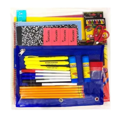 Kit de fournitures scolaires 32 pièces - Cahier, stylos, crayons