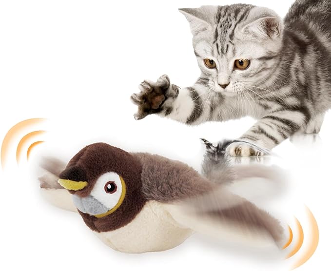 Oiseau interactif pour chat – Sons réalistes et ailes battantes