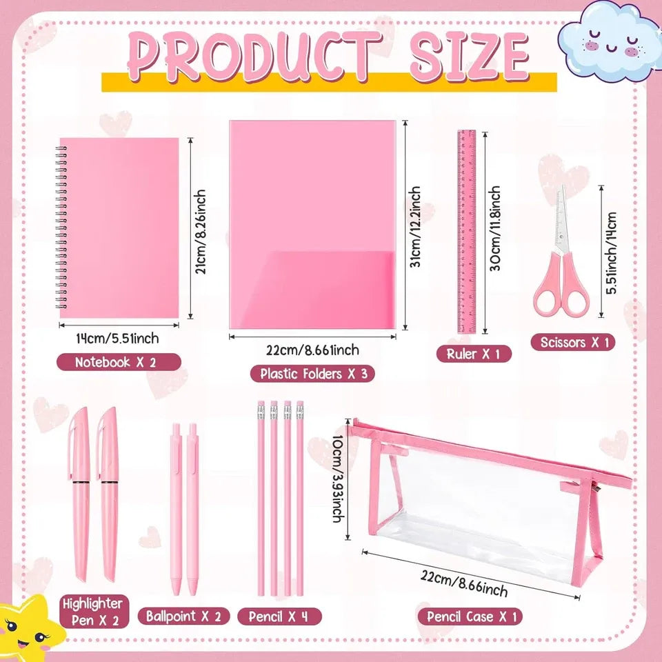 Lot 48 pcs Fournitures scolaires – Ensemble papeterie