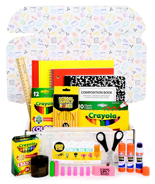 Kit de fournitures scolaires 32 pièces - Cahier, stylos, crayons